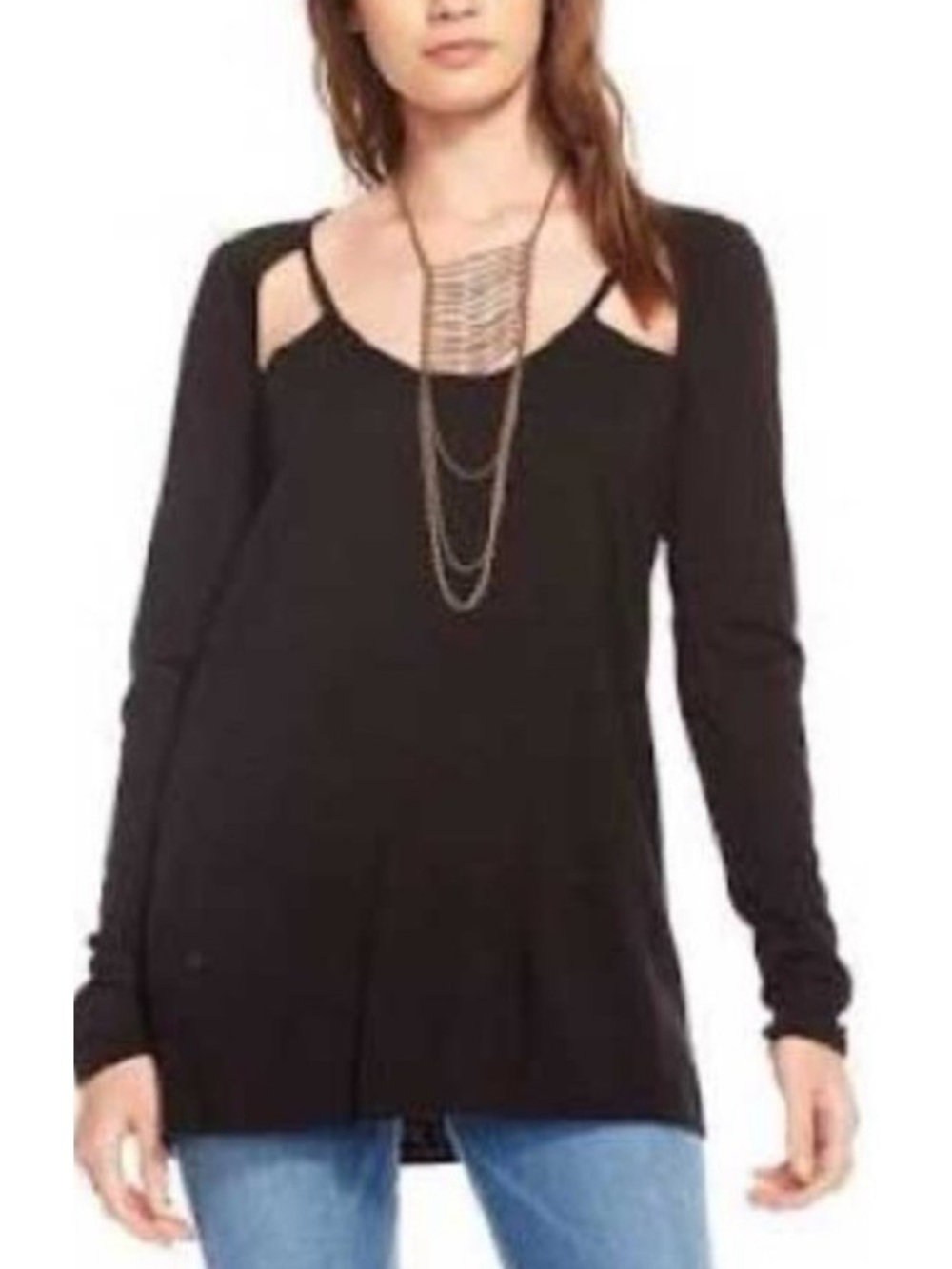 Chaser Black Long Sleeve Top with Shoulder Cutouts